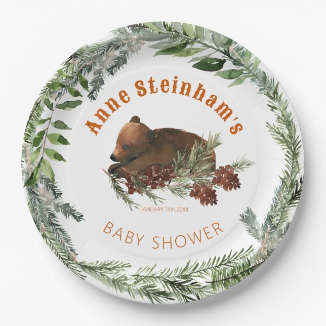 Wintersaison Einfache Baby Boy Dusche Pappteller (Vorderseite)