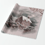 Wintersaison Geschenkpapier<br><div class="desc">Weihnachten, Häuser, Schnee, Schnee, Schnee, zeichnend, phantastisch, einzigartig, romantisch, Winter szene, </div>