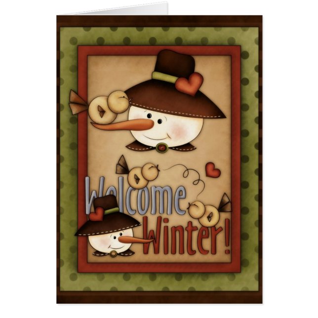 Wintersaison Snowfolk Snowman Grußkarte 6 (Vorne)