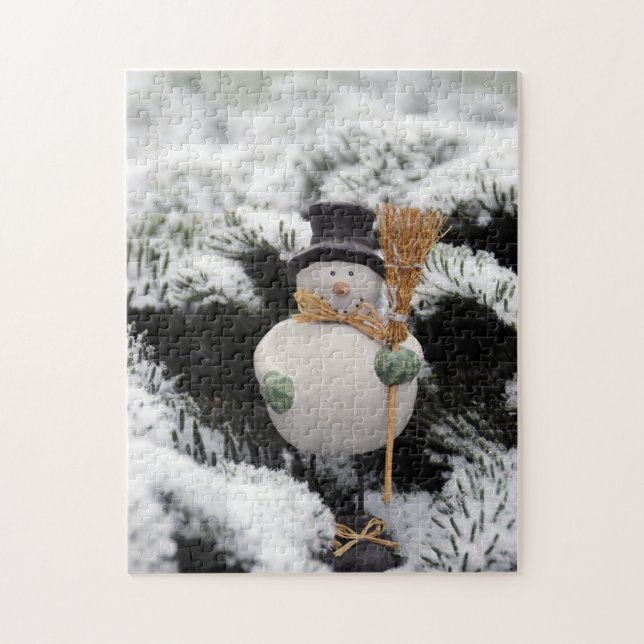 Wintersaisonbilder von Snow Man Puzzle (Vertikal)