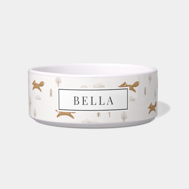 Winterscape Fox Muster Name Pet Napf (Vorderseite)