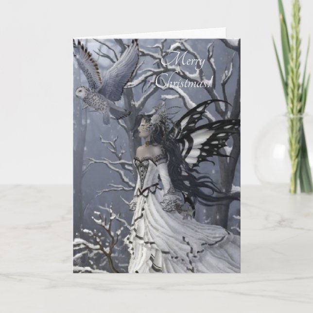 Winterschmetterlingsmärchen Feiertagskarte (Vorderseite)