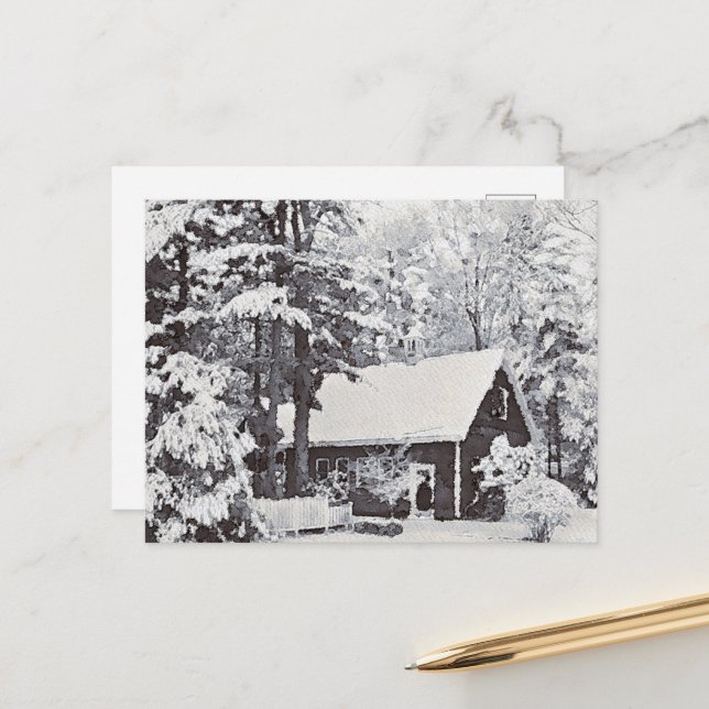 Winterschnee auf der Bauernkarte Postkarte (Vorderseite/Rückseite Beispiel)