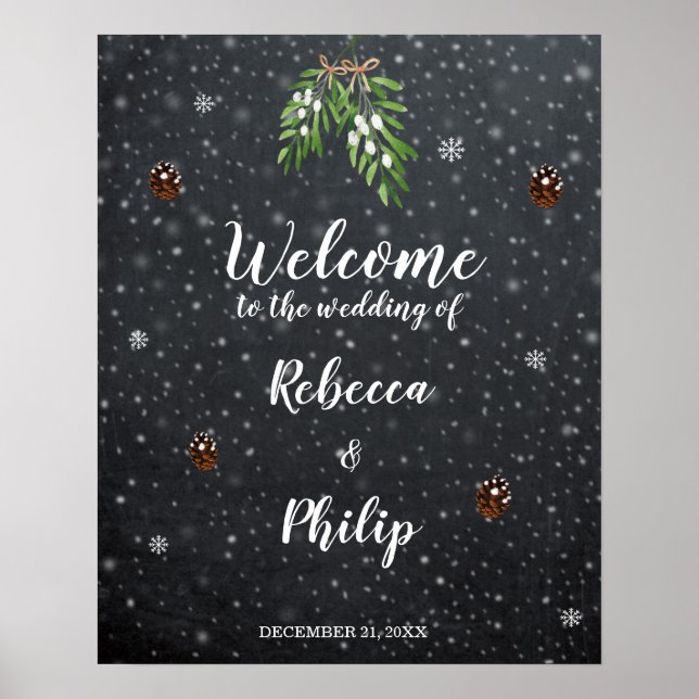 Winterschnee Begrüßungszeichen Poster (Vorne)