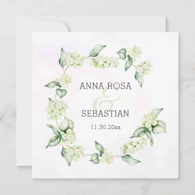 *~* Winterschnee Berry AR12 Boho UAWG QR Hochzeit Einladung (Vorderseite)