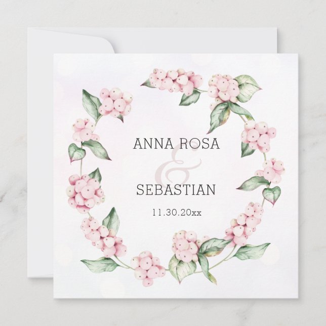 *~* Winterschnee Berry Boho QR UAWG AR12 Hochzeit Einladung (Vorderseite)