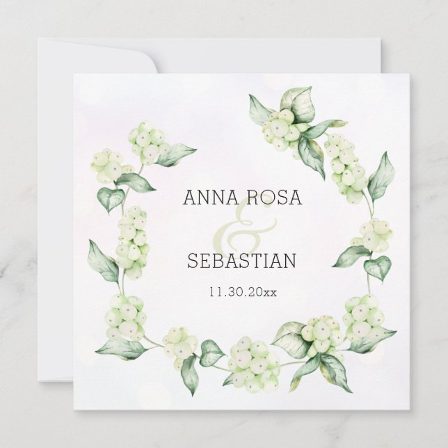 *~* Winterschnee Berry Boho UAWG QR AR12 Hochzeit Einladung (Vorderseite)