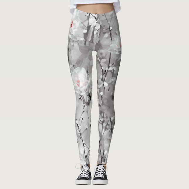 Winterschnee-Blume Leggings (Vorderseite)
