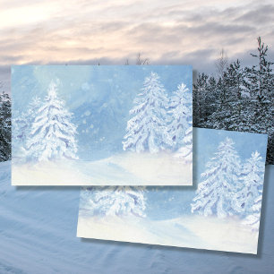 Winterschnee Fallende Weihnachtsbaum Blaue Wasserf Seidenpapier