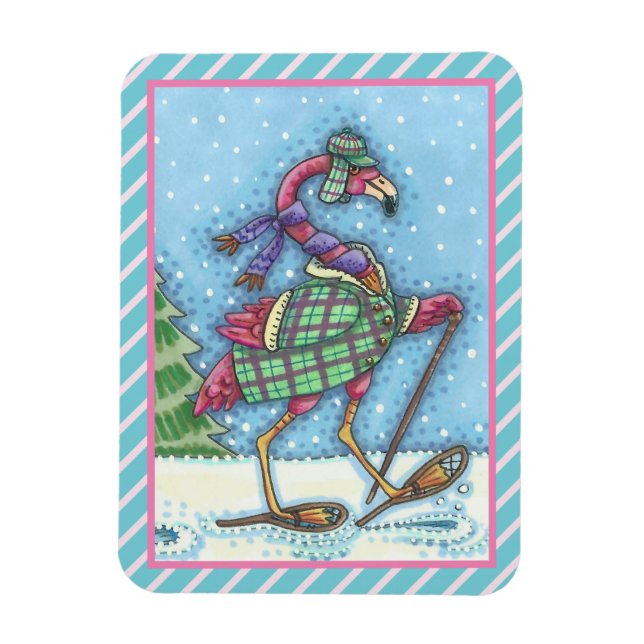 WINTERSCHNEE, FLAMINGO-CHRISTMAS MAGNET (Vertikal)