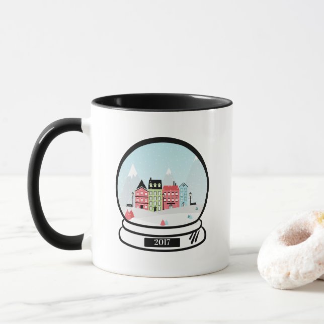Winterschnee Globe Urlaub Kaffeepause Tasse (Mit Donut)