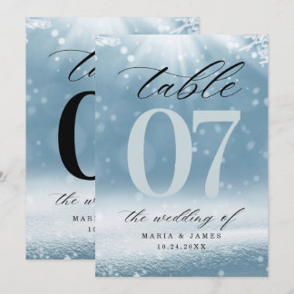 Winterschnee Hochzeit Tischnummer