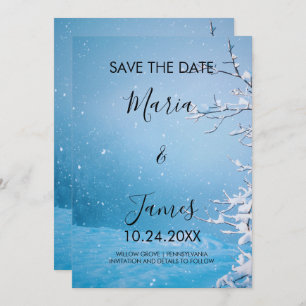 Winterschnee Hochzeitkarte Save the Date