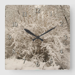 Winterschnee im Ornament Quadratische Wanduhr