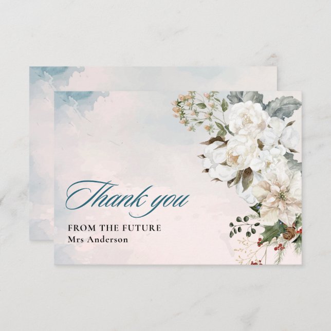 Winterschnee in der Liebe Brautparty Dankeskarte (Vorne/Hinten)