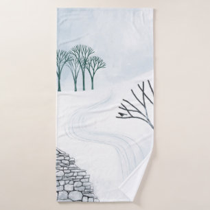 Winterschnee Landschaft Kunst Badhandtuch Set