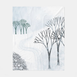 Winterschnee Landschaft Kunst Fleecedecke