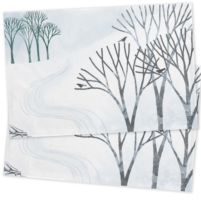 Winterschnee Landschaft Kunst Kissenbezug (Snow and trees landscape art pillow case)