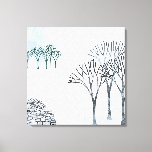 Winterschnee Landschaftsbild Malerei Leinwanddruck (Vorderseite)