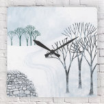 Winterschnee Landschaftsbild Malerei Quadratische Wanduhr<br><div class="desc">Eine schneebedeckte Winterlandschaft mit Bäumen und einer trockenen Steinmauer. Brr! Originelle Kunst von Nic Squirrell.</div>