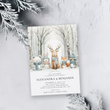 Winterschnee Niedliche Waldtiere Kinderdusche