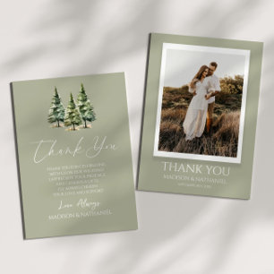 Winterschnee Pine Tree Custom Foto Hochzeit Dankeskarte