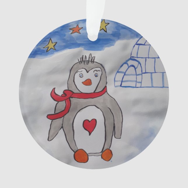 Winterschnee Pinguin Akrylorische Ornamente (Vorderseite)