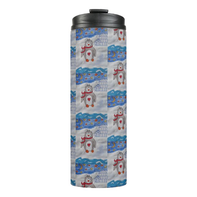 Winterschnee-Pinguin Thermal Tumbler Thermosbecher (Vorderseite)