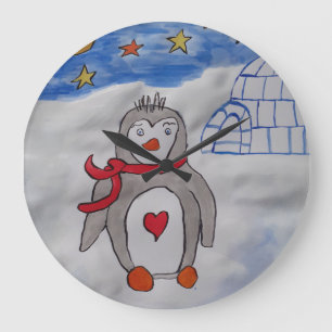 Winterschnee-Pinguin-Uhr Große Wanduhr