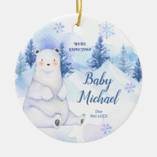 Winterschnee-Polar-Bär erwarten wir Eltern Keramik Ornament