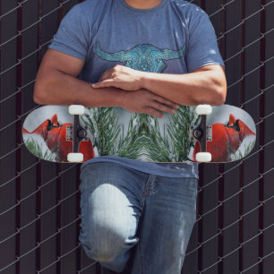 Winterschnee Roter Kardinal Bird Weihnachtsfeierta Skateboard
