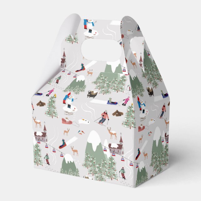 Winterschnee Skipisten Alpin Landschaft Geschenkschachtel (Vorderseite)