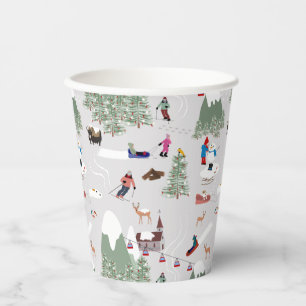 Winterschnee Skipisten Alpin Landschaft Pappbecher