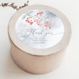 Winterschnee staubige blaue Berry Danke Runder Aufkleber