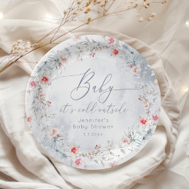 Winterschnee staubige blaue Krandusche Pappteller