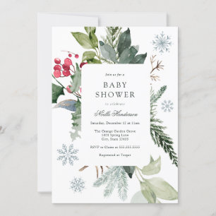 Winterschnee und Evergreen Baby Dusche Einladung