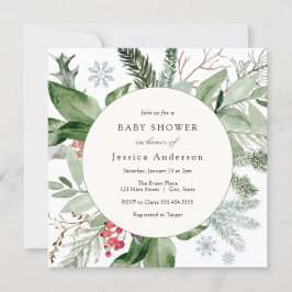 Winterschnee und Evergreen Baby Dusche Einladung