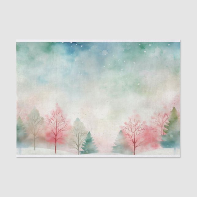 Winterschneebaum und Himmelsmuster Seidenpapier (Vorderseite)