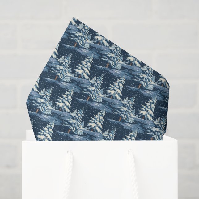 Winterschneebäume mit gefliestem Muster Seidenpapier (Geschenktüte)