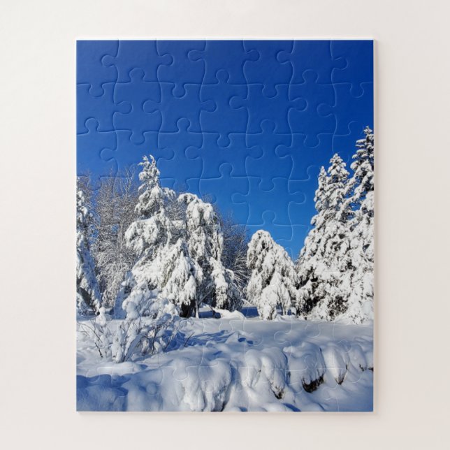 Winterschneebedeckte Bäume Puzzle (Vertikal)
