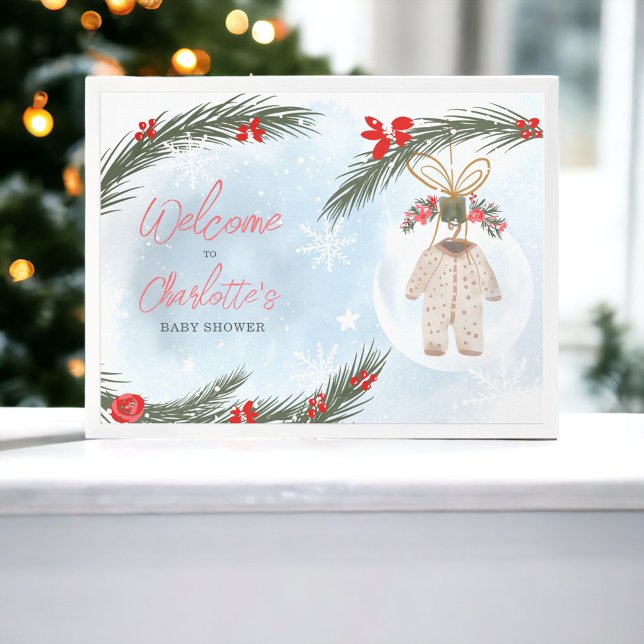 Winterschneeeis Weihnachtsgebäck Poster (Winter snow ice Christmas baby shower welcome Poster)