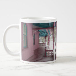 Winterschneefall auf rosa Porch - Martha's Vineyar Jumbo-Tasse