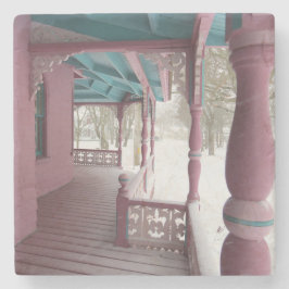 Winterschneefall auf rosa Porch - Martha's Vineyar Steinuntersetzer