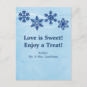 Winterschneeflakes Candy Buffet Dessert Tischkarte Postkarte