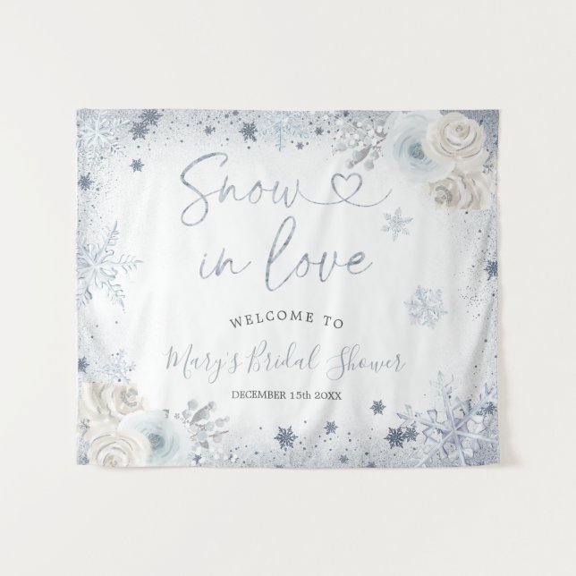 Winterschneeflocke Brautparty Begrüßungsband Wandteppich (Vorderseite (Horizontal))
