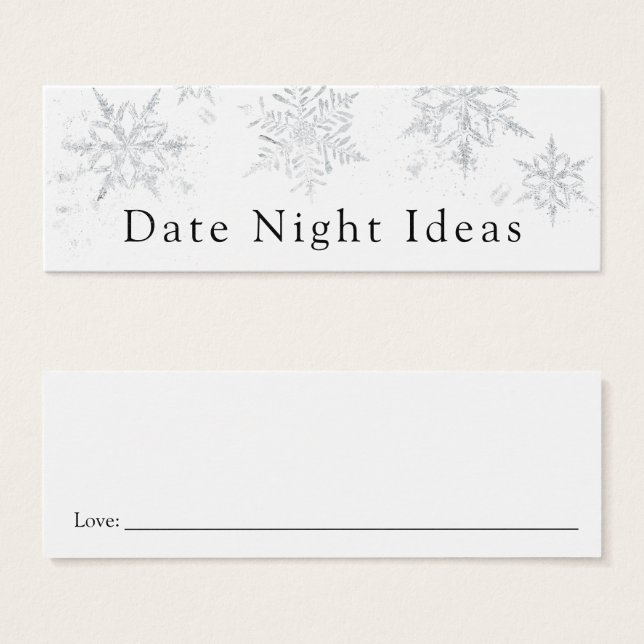 Winterschneeflocke Date Night Brautparty Card (Vorne & Hinten)