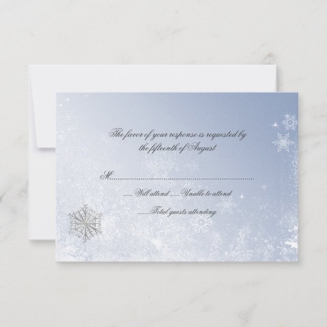 Winterschneeflocke Hochzeitkarte RSVP Karte (Vorderseite)