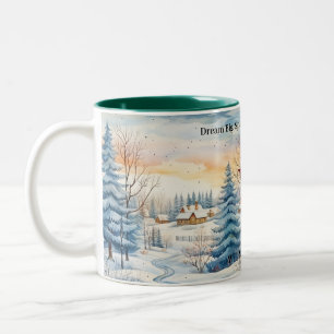 Winterschneeflocke im Wald Monogram Zweifarbige Tasse