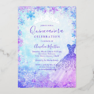 Winterschneeflocke Lila Rosa Blaue Nadelöhre Folieneinladung