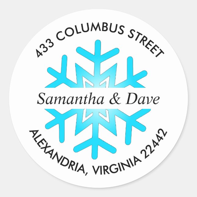 Winterschneeflocke Maßgeschneiderte Rücksendeadres Runder Aufkleber (Vorderseite)